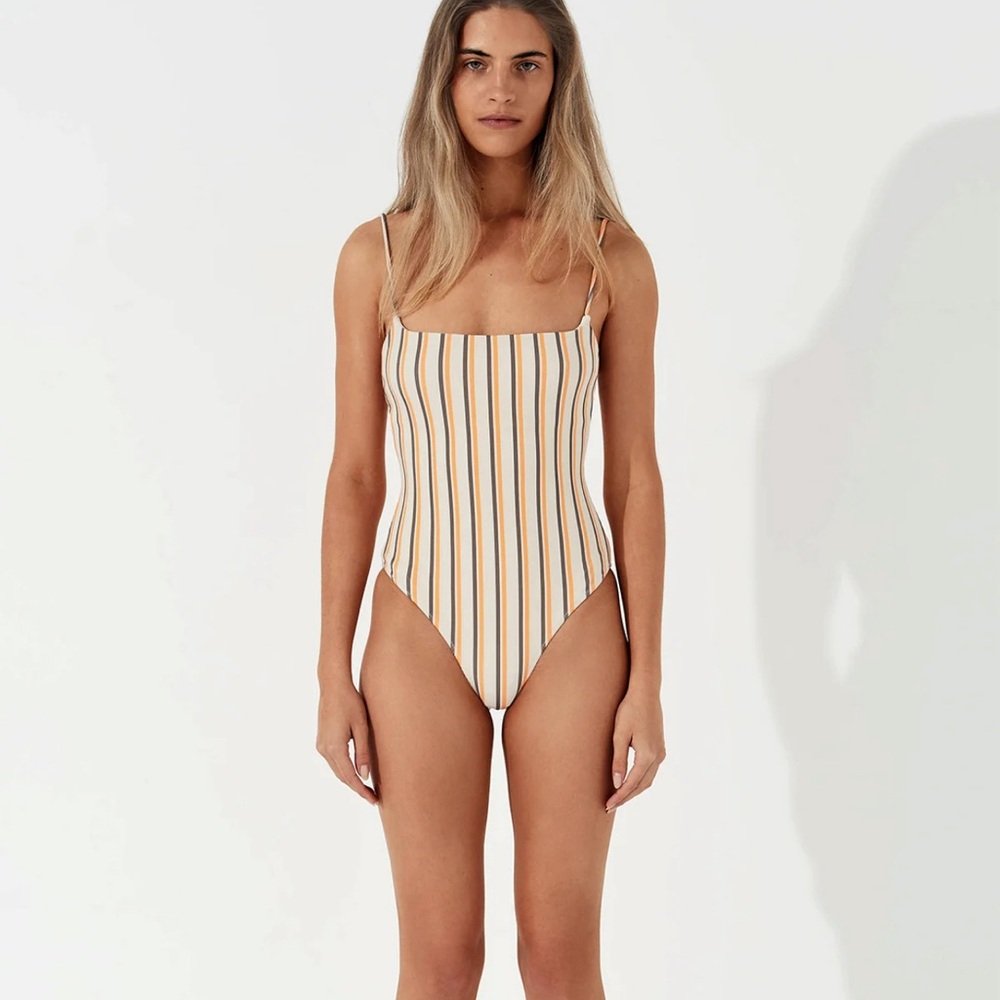 LICORICE STRIPE RIB ONE PIECE